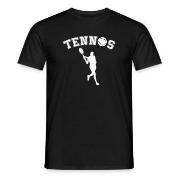 Tennis Silhouette mit Ball - Retro Schrift - Männer T-Shirt - Schwarz - Vorne - AI Model Male 178 light (178cm)