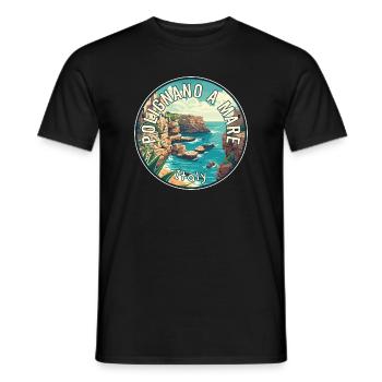 Experience Coastal Splendor Polignano a Mare Italy - Men's T-Shirt - black - Front - AI Model Male 178 light (178cm)