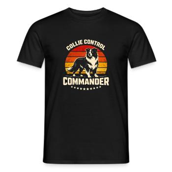 Collie Kommando | Border Collie Retro - Männer T-Shirt - Schwarz - Vorne - AI Model Male 178 light (178cm)