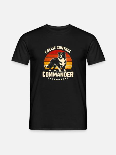 Collie Commando | Border Collie Retro - Men's T-Shirt - black