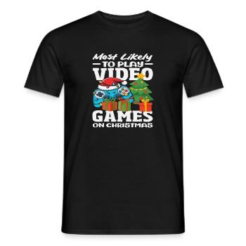 Wahrscheinlich Videospiele Zocken Weihnachten - Männer T-Shirt - Schwarz - Vorne - AI Model Male 178 light (178cm)
