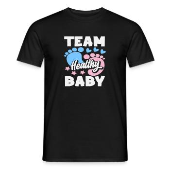 Fête de révélation du sexe de l’équipe Bébé en Bonne Santé - T-shirt homme - noir - Devant - AI Model Male 178 light (178cm)