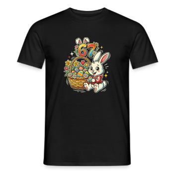 Easter Bunny with Colorful Easter Egg 67 - Men's T-Shirt - black - Front - AI Model Male 178 light (178cm)