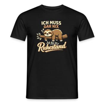 Rentner Faultier Ich Muss Gar Nix Ruhestand - Männer T-Shirt - Schwarz - Vorne - AI Model Male 178 light (178cm)