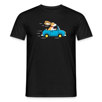 Rabbit in a convertible: Happy ride - Men's T-Shirt - black - Front - AI Model Male 178 light (178cm)