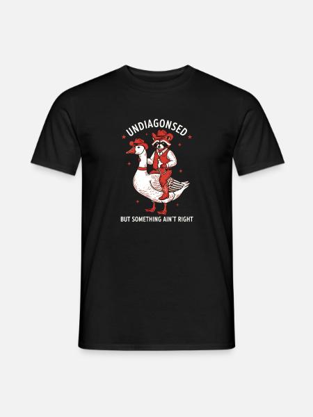 Western Waschbär reitet Ente - Männer T-Shirt - Schwarz