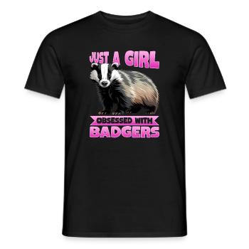 Funny Animal Badger - Men's T-Shirt - black - Front - AI Model Male 178 light (178cm)