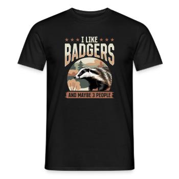 Funny Animal Badger - Men's T-Shirt - black - Front - AI Model Male 178 light (178cm)