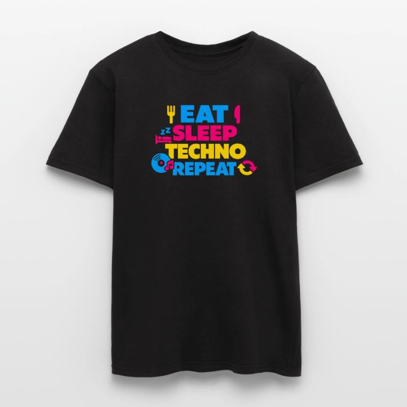 Eat Sleep Techno Repeat Farbexplosion Männer T-Shirt