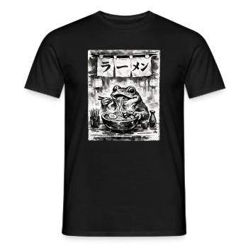 Ramen Noodles Frog Sumi-e Ink Drawing - Men's T-Shirt - black - Front - AI Model Male 178 light (178cm)