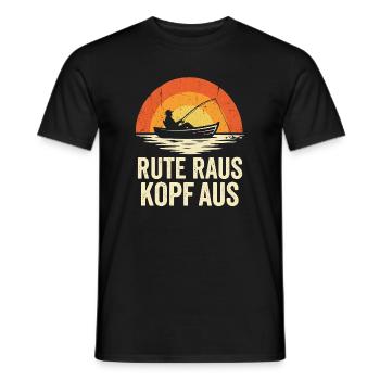 Angeln Spruch - Rute Raus Kopf Aus Retro - Männer T-Shirt - Schwarz - Vorne - AI Model Male 178 light (178cm)