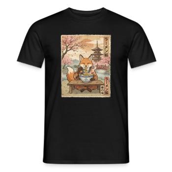 Fuchs Ramen Japanischer Vintage Stil - Männer T-Shirt - Schwarz - Vorne - AI Model Male 178 light (178cm)