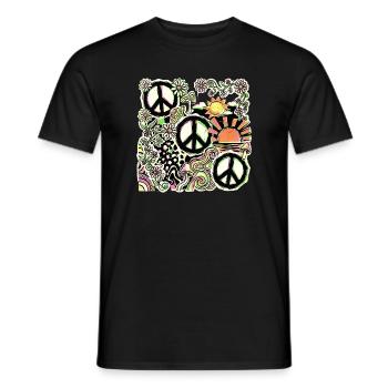 Paix Hippie, Flower Stop The War - T-shirt homme - noir - Devant - AI Model Male 178 light (178cm)