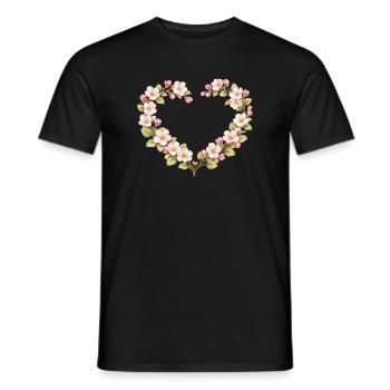 Motif printemps pour cœur en fleurs de pommier - T-shirt homme - noir - Devant - AI Model Male 178 light (178cm)