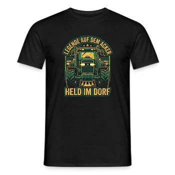 Traktor Spruch - Legende auf dem Acker & Dorfheld - Männer T-Shirt - Schwarz - Vorne - AI Model Male 178 light (178cm)
