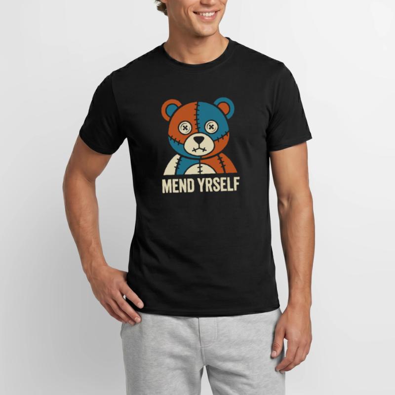Patchwork Bear : points de suture et contraste T-shirt homme