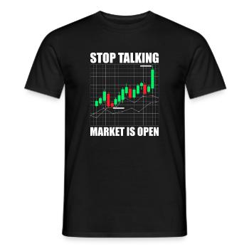 Stop talking stock market stock market traders - Men's T-Shirt - black - Front - AI Model Male 178 light (178cm)