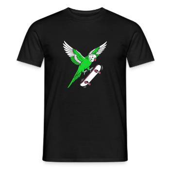 Grüner Skateparrot Cartoon - Männer T-Shirt - Schwarz - Vorne - AI Model Male 178 light (178cm)
