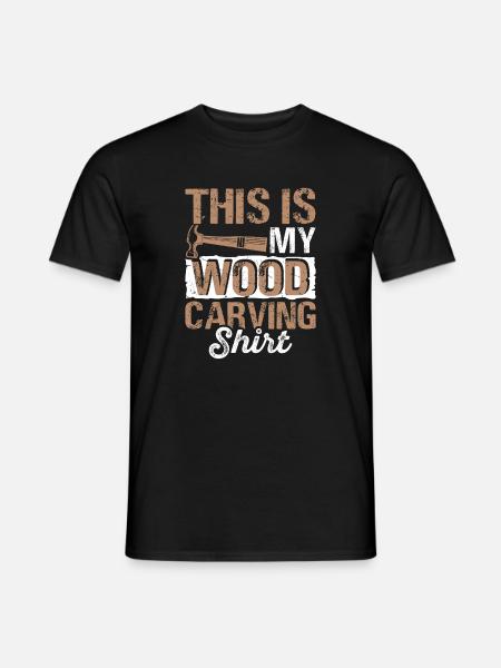 Holzschnitzerei Shirt Holzbild - Männer T-Shirt - Schwarz