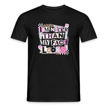 Plus joli que mon visage n’en a l’air - T-shirt homme - noir - Devant - AI Model Male 178 light (178cm)