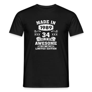 Hergestellt 1989: 34 Jahre großartig - Männer T-Shirt - Schwarz - Vorne - AI Model Male 178 light (178cm)