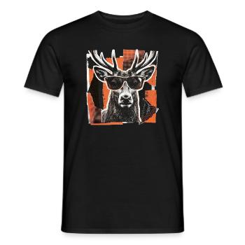 Lunettes de soleil Vinatge pour cerfs - T-shirt homme - noir - Devant - AI Model Male 178 light (178cm)
