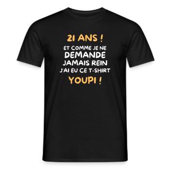 Funny Draw Boy Teen 21 Years Funny Birthday 21 - T-shirt homme - noir - Devant - AI Model Male 178 light (178cm)