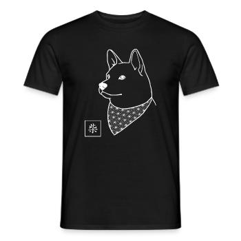 SHIBA Shiba - Japanese Asanoha Bandana Pup - Men's T-Shirt - black - Front - AI Model Male 178 light (178cm)
