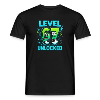 Level 67 Unlocked Six Seven Italian Brainrot Gamer - Männer T-Shirt - Schwarz - Vorne - AI Model Male 178 light (178cm)