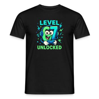 Level 67 Unlocked Six Seven Italian Brainrot Gamer - Männer T-Shirt - Schwarz - Vorne - AI Model Male 178 light (178cm)