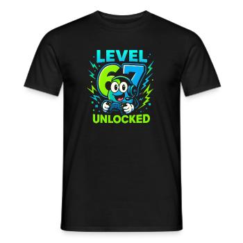 Level 67 Unlocked Six Seven Italian Brainrot Gamer - Männer T-Shirt - Schwarz - Vorne - AI Model Male 178 light (178cm)