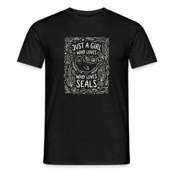 Mädchen liebt Robben Motiv - Männer T-Shirt - Schwarz - Vorne - AI Model Male 178 light (178cm)