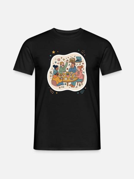 Freunde Treffen Kaffee Musik - Männer T-Shirt - Schwarz
