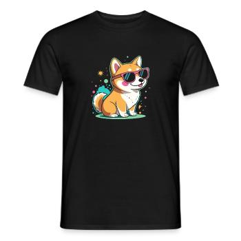 Coole Corgi-Sonnenbrillen - Männer T-Shirt - Schwarz - Vorne - AI Model Male 178 light (178cm)