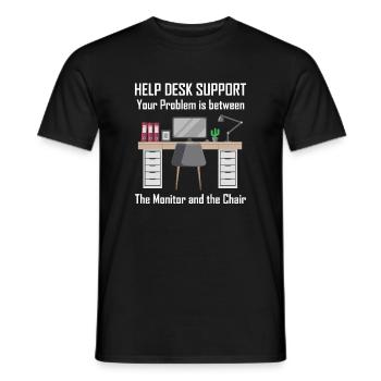 Modern Home Office Desk Setup Illustration Design - Männer T-Shirt - Schwarz - Vorne - AI Model Male 178 light (178cm)