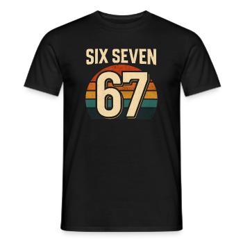Six Seven 67 Italian Brainrot Retro Sunset Meme - Männer T-Shirt - Schwarz - Vorne - AI Model Male 178 light (178cm)