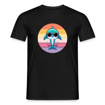 Pastel dolphin sunglasses - Men's T-Shirt - black - Front - AI Model Male 178 light (178cm)