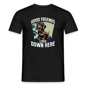 Teckel de race de chien drôle - T-shirt homme - noir - Devant - AI Model Male 178 light (178cm)