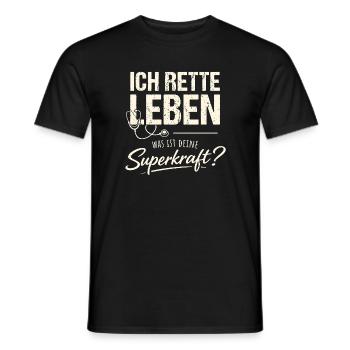 Ich rette Leben - Superkraft Pflege Retro - Männer T-Shirt - Schwarz - Vorne - AI Model Male 178 light (178cm)