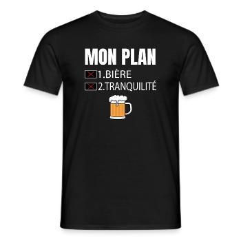 Mon Plan Bière et Tranquillité Humour - T-shirt homme - noir - Devant - AI Model Male 178 light (178cm)