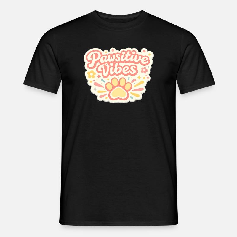Pawsitive Vibes Pfotenfreude - Männer T-Shirt - Schwarz