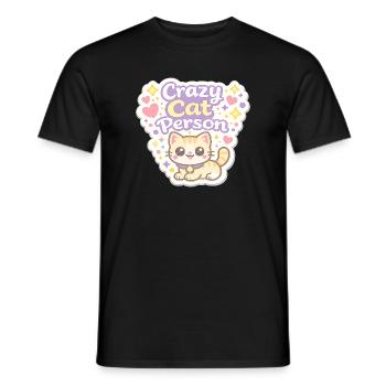 Crazy Cat Person – Pastell Katzenliebe - Männer T-Shirt - Schwarz - Vorne - AI Model Male 178 light (178cm)