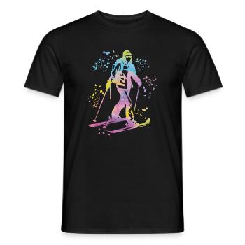 Alpine skier Winter sports Ski touring - Men's T-Shirt - black - Front - AI Model Male 178 light (178cm)