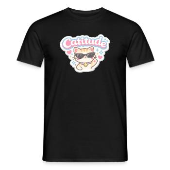 Catitude Cat Sunglasses - Men's T-Shirt - black - Front - AI Model Male 178 light (178cm)