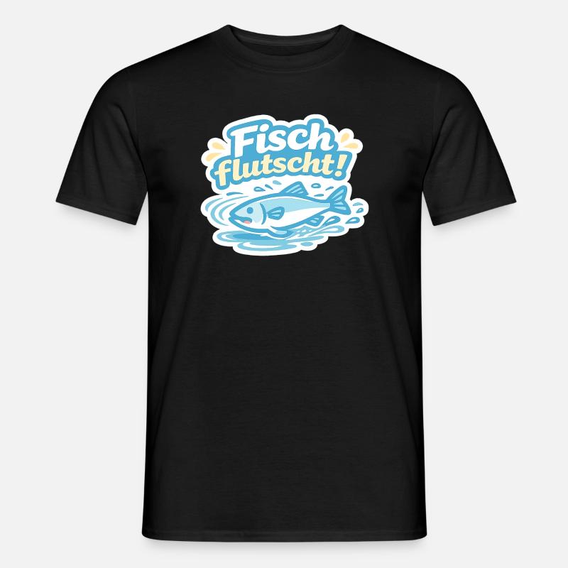 Fisch flutscht! Cartoon-Sticker - Männer T-Shirt - Schwarz
