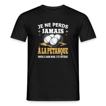Je ne perds jamais à la pétanque - T-shirt homme - noir - Devant - AI Model Male 178 light (178cm)
