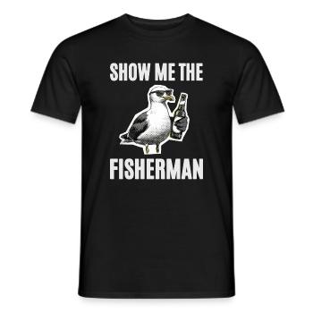 Funny Saying Seagull Angler Pub Fishing - Men's T-Shirt - black - Front - AI Model Male 178 light (178cm)