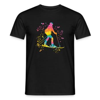 Alpine skier Winter sports Ski touring - Men's T-Shirt - black - Front - AI Model Male 178 light (178cm)