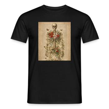 Skeleton Flower Nature Floral Gothic Fairycore - Men's T-Shirt - black - Front - AI Model Male 178 light (178cm)