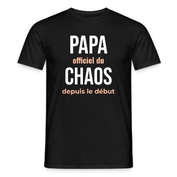 Papa Officiel du Chaos - T-shirt homme - noir - Devant - AI Model Male 178 light (178cm)